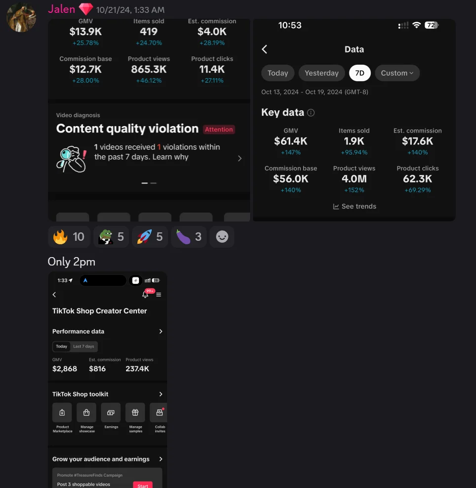 Jalen affiliate earnings screenshot